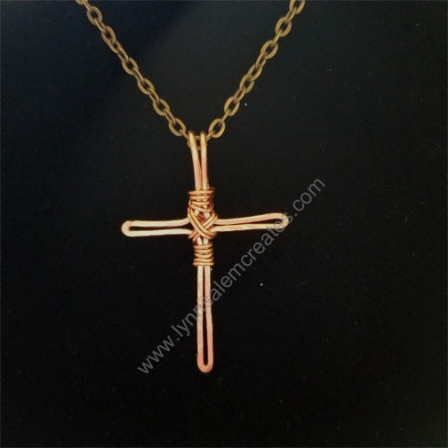 A - Copper Passion/Rope Cross Pendant Handcrafted by Lynn Salem Creates