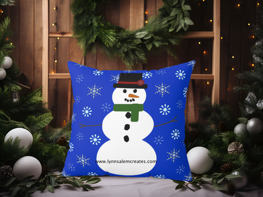 Square Pillow - Snowman by Lynn Salem Creates