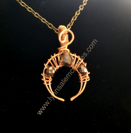 A - Copper Crescent Moon Pendant Handcrafted by Lynn Salem Creates