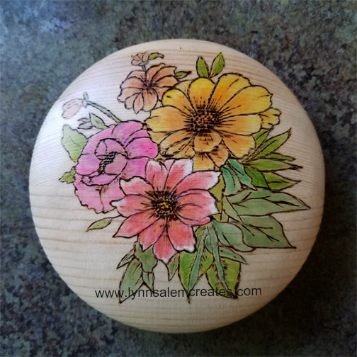 A - Round Wooden Jewelry - Trinket Box Custom Designed by Lynn Salem Creates